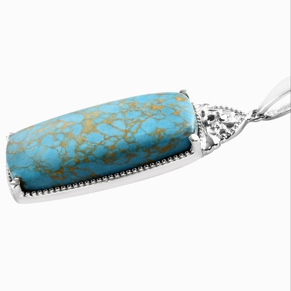 ๐๐ฒ4/$20. Faux Mojave Turquoise Pendant w/ Apatite Stone, Sterling Silver SS - Picture 4 of 4